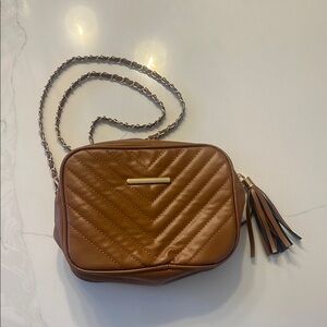 Elegant Brown Quilted Crossbody Bag